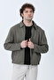 Men's Zippered Double Pocket Boxy Fit Slim Jacket Khaki - 26Y 99545 - 2
