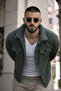 Men's Trendy Winter Slim Fit Khaki Fur-Lined Denim Jacket - 2