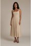 Women's Atlas Fabric Flared Cut Thick Strapped Long Wedding Engagement Promise Event Dress - 4