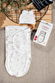 Practical Combed Cotton Swaddle Set with Ears and Hat, Velcro Fastening, Elephant and Balloon Patterned - 3