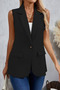 New Season Women's Sleeveless Collared Front Single Button Atlas Vest - 3