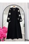 Women's Sleeve Tulle Embroidery Detailed Dress -04500