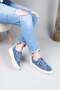 Clara Denim Sneakers with All Stone Accessories Dark Blue