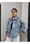 Levure Women's Handcrafted Stone Embroidered Comfortable Cut Denim Jacket