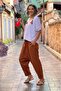 Brick Color Sezai Shalwar - 100% Cotton Muslin Fabric - 2