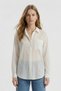 Ecru Pocketed Striped Oversize Shirt 5449 - 3