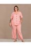 Short Sleeve V-Neck Buttoned Plus Size Women's Pajama Set