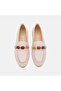 Women's Pink Leather Loafer with Stone Accessories - 6