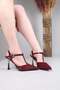 Aris Satin Patent Leather Decorated Stiletto Bordo - 6