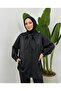 Collar Detail Satin Tunic-Black - 3