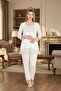 Women's Ecru Special Design Lace Maternity Pajama Set with Maternity Dress - 2