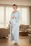 Women's Ecru Special Design Lace Maternity Pajama Set with Maternity Dress - 6