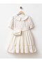 Flower Patterned Girl's Dress with Bag - 2
