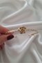 Gold Color Birth Month Flower Bracelet with Forged Clasp (August) - 2
