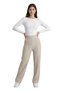 Women's Beige High Waist Wide Leg Pocketed Draped Comfortable Flexible Crepe Fabric Trousers - 5