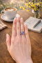 Purple Color Cat Eye Stone Minimal Silver Ring - Shines in the Light, Adjustable - 3