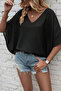 New Season Women's Short Sleeve V-Neck Loose Viscose Blouse - 5