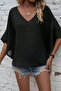 New Season Women's Short Sleeve V-Neck Loose Viscose Blouse - 3