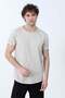 Men's Crew Neck Printed T-Shirt Beige - 26Y 4074