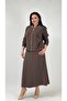 Women's Plus Size Modal Blend Stylish Blouse Skirt Set Brown