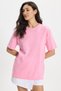 Women's Slim Fit 100% Cotton Short Sleeve Crew Neck Pink T-Shirt Blouse - 3