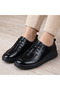 Women's Black Patent Leather Laceless Elastic Comfortable Casual Shoes