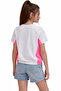 Girl's Printed Elastic T-Shirt White with Neon Pink Detail Comfortable Fit - 6