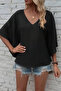 New Season Women's Short Sleeve V-Neck Loose Viscose Blouse - 2