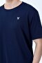 Men's Crew Neck Printed T-Shirt Navy Blue - 26Y 4074 - 2
