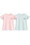 Girl's 2-Piece T-Shirt Set 8-12 Years Old Pastel Ruffle Sleeves Ribbon Detail 2 T-Shirts - 4
