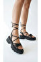 Ankle Strap Black High Sole Summer Women's Sandals Slippers