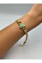 Stone Straw and Clover Detailed Steel Bracelet