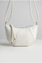 Women's White Color Wrinkled Leather Detailed Croissant Model Women's Shoulder Bag