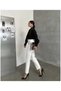 White Women's Casual Fabric 90's Super High Waist Palazzo Trousers - 2