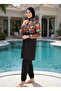 Women's Quick-Drying Water-Repellent Fabric Zippered Fully Covered Hijab Swimsuit - 2