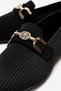 Women's Round Stone Buckle Knitwear Flat Toe Shoes Black - 3