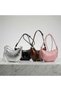 Women's Black Color Wrinkled Leather Detailed Croissant Model Women's Sleeve and Shoulder Bag - 5