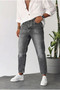 Men's Boyfriend Fit Denim Fabric Washed Gray Jean Jeans Trousers Ke-1157 - 2