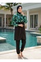 Women's Quick-Drying Water-Repellent Fabric Zippered Fully Covered Hijab Swimsuit
