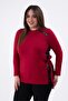Women's Plus Size Blouse with Rivets and Side Buckles, Burgundy - 6
