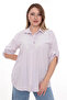 Plus Size 100% Cotton Embroidered Detailed Striped Shirt Stylish and Comfortable