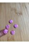 Self-Flower Patterned Bottom Sewn Acrylic Button Pink 5 Pcs - 2