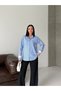 Blue Striped Shirt with Lace Detail