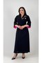 Women's Plus Size Embroidered Detailed Crepe Long Evening Dress Fuchsia