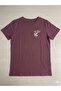 Tshirt Embroidered with Müge Flowers - Combed Cotton - Burgundy - 6