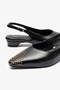 Jimy Black Leather Women's Studded Heeled Shoes - 6