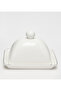 New Bone China 17.5x12cm White/Silver Butter Dish