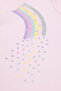 Girl's Rainbow Patterned T-Shirt, Age 2-6, Pink - 4