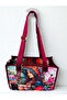 Carrying Bag - Girl with Tapestry Embroidery Hat Pattern/ Burgundy - 2