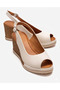 Genuine Leather Cream Women's Leather Sandals Dp08-0500 - 4